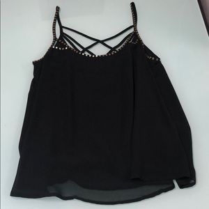 FOREVER 21 BLACK TANK WITH GOLD BEADS SIZE M